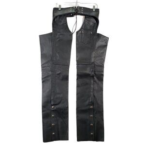 NWT Himalaya Motor Bikewear Chaps Leather Black Size XXS